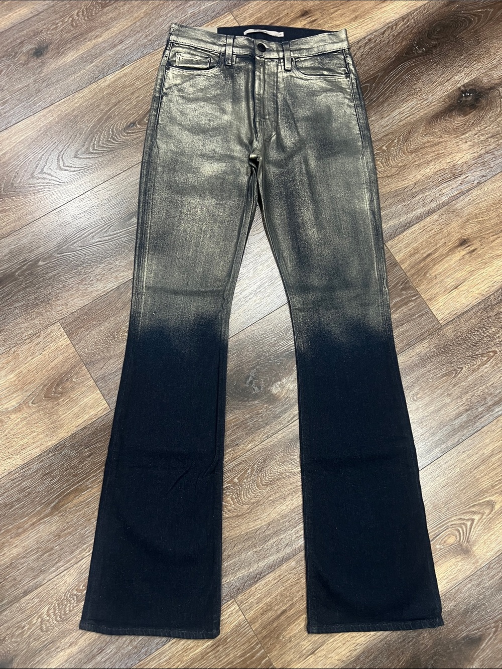 NWT Anthropology Hudson Barbara High-Rise Shine Bootcut Jeans New In Ombré Foil - Picture 6 of 15